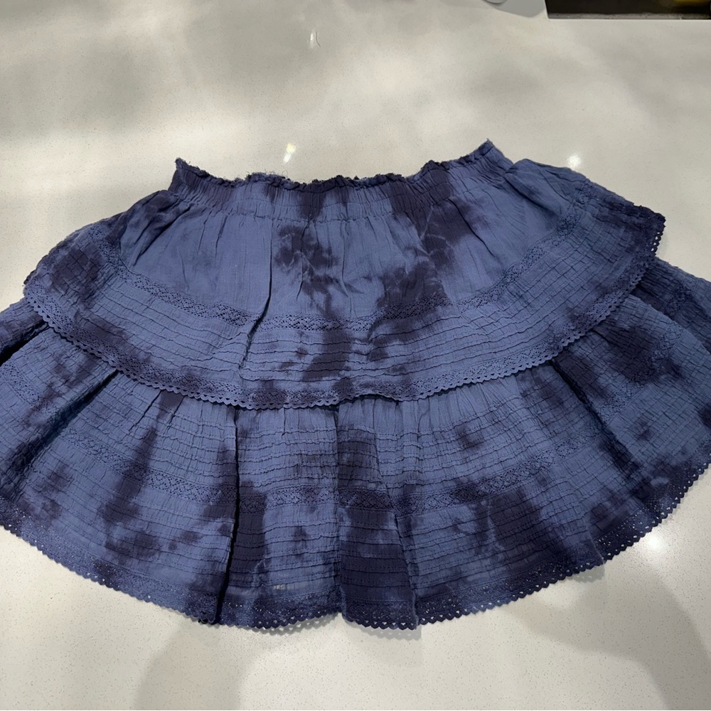 Aerie Blue Tye Dye Rock N Ruffle Mini Skirt